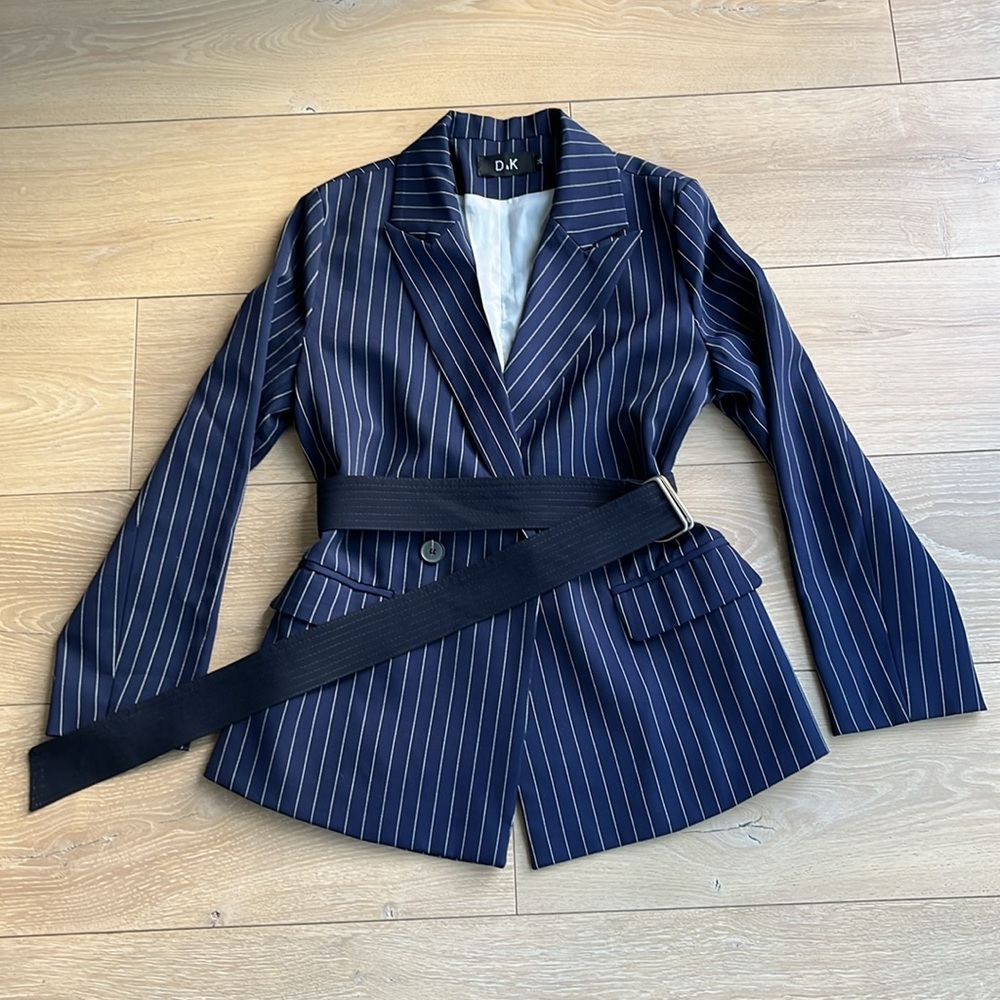NEW Navy Pinstripe Blazer with Belt